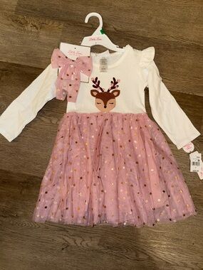 Little Lass Toddler Reindeer Dress Tutu Skirt with Bow